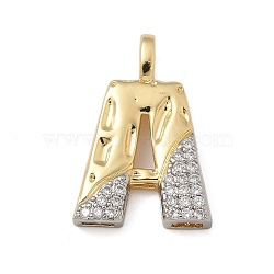 Brass Micro Pave Cubic Zirconia Pendants, Letter Charms, Real 18K Gold Plated, Letter A, 26.5x18x4mm, Hole: 5x2.5mm(KK-B126-02G-A)