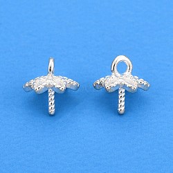 925 Sterling Silver Pendant Bails, for Half Drilled Beads, Flower, Silver, 7x6x1mm, Hole: 1.2~1.4mm, Pin: 0.8mm(STER-T007-99S)