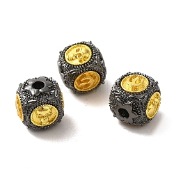 Brass Beads, Cube, Gunmetal & Golden, 12x11.8x12mm, Hole: 3mm(KK-Q800-13B)