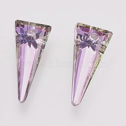 K9 Glass Rhinestone Pendants, Imitation Austrian Crystal, Faceted, Triangle, Violet, 18x8x4mm, Hole: 1.6mm(GLAA-K034-J02-A)