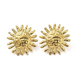Stainless Steel Earrings, Sun, Real 18K Gold Plated, 27.5x27.5mm(EJEW-R160-05B-G)
