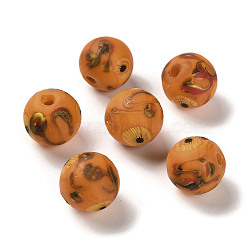 Handmade Frosted Lampwork Beads, Round, Orange, 11.5~12.5mm, Hole: 2~2.5mm(LAMP-C016-04C-04)