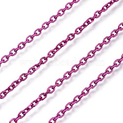 Electrophoresis 304 Stainless Steel Cable Chains, Unwelded, with Spool, Medium Violet Red, 2.9x2.1x0.4mm, about 32.8 Feet(10m)/roll(CHS-I003-K06)