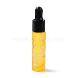 Rubber Dropper Bottles, Refillable Glass Bottle, for Essential Oils Aromatherapy, with Fortune Cat Pattern & Chinese Character, Gold, 2x9.45cm, Hole: 9.5mm, Capacity: 10ml(0.34fl. oz)(MRMJ-M002-01B-03)