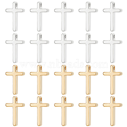 40Pcs 2 Colors Brass Charms, Long-Lasting Plated, Cross Charm, Mixed Color, 13x8x3mm, Hole: 1.5mm, 20pcs/color(KK-BC0012-05)