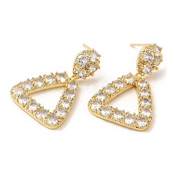 Cubic Zirconia Teardrop with Triangle Dangle Stud Earrings, Brass Earrings for Women
, Golden, 32mm(EJEW-Q769-05G)