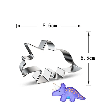 DIY 430 Stainless Steel Dinosaur-shaped Cutter Candlestick Candle Molds, Fondant Biscuit Cookie Cutting Mould, Stainless Steel Color, 6x8.6x2.5cm