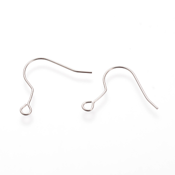 304 Stainless Steel Earring Hooks, with Horizontal Loop, Stainless Steel Color, 21x21mm, Hole: 2.5mm, 20 Gauge, Pin: 0.8mm