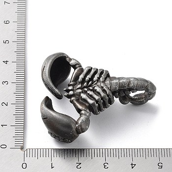 Tibetan Style Alloy Pendants, Frosted, Scorpion Charm, Antique Silver, 44x37.5x14mm, Hole: 10x7mm