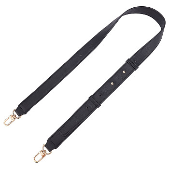 PU Leather Bag Straps, with Alloy Swivel Clasps, Bag Replacement Accessories, Black, 89~100x2.7x0.9cm