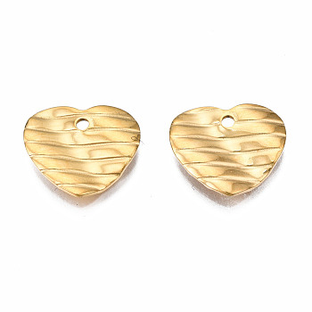 304 Stainless Steel Charms, Twist Heart, Golden, 12x13x1.5mm, Hole: 1.4mm