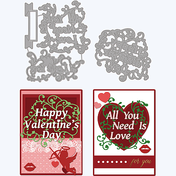 2Pcs 2 Styles Valentine's Day Theme Carbon Steel Cutting Dies Stencils, for DIY Scrapbooking, Photo Album, Decorative Embossing Paper Card, Stainless Steel Color, Heart Pattern, 8.6~10.1x8.2~12.5x0.08cm, 1pc/style