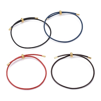 Adjustable PU Leather Cord Slider Bracelets, with 304 Stainless Steel Slider Beads and Cord End, Mixed Color, 10-3/8 inch(26.5cm), 2mm