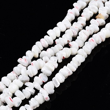 Natural Trochid Shell/Trochus Shell Beads Strands, Bleach, Nuggets Chips, Creamy White, 6.5~9x5~8x2~7mm, Hole: 0.8mm, about 101~108pcs/strand, 15.55 inch~15.94 inch(39.5~40.5cm)