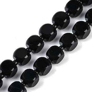 Natural Black Onyx(Dyed & Heated) Beads Strands, Dice, 7.5x7.5~8x7.5~8mm, Hole: 1mm, about 39pcs/strand, 14.96''(38cm)