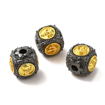 Brass Beads, Cube, Gunmetal & Golden, 12x11.8x12mm, Hole: 3mm