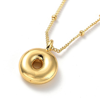 Initial Letter Brass Pendant Necklaces, Real 18K Gold Plated, Letter O, 17.52 inch(445mm), Letter: 18.5x13.5mm.