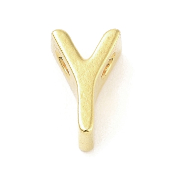 304 Stainless Steel Pendants, Real 24K Gold Plated, Letter Y, 8x5.5x4mm, Hole: 1.6mm