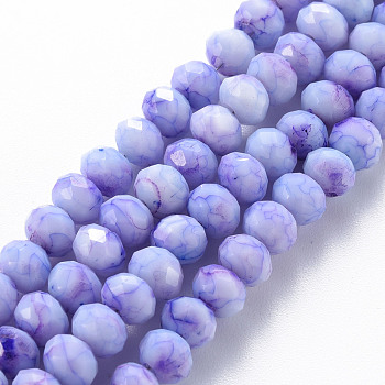 Opaque Baking Painted Glass Beads Strands, Imitation Stones, Faceted, Rondelle, Medium Slate Blue, 6x5mm, Hole: 1mm, about 80~81pcs/strand, 14.76 inch~14.96 inch(37.5~38cm)