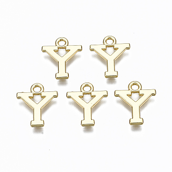 Alloy Charms, Cadmium Free & Nickel Free & Lead Free, Alphabet, Real 16K Gold Plated, Letter.Y, 14x12x1mm, Hole: 1.6mm