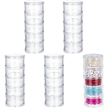 Plastic Bead Containers, Column, 5 Vials, Clear, 5x2.8cm, 5pcs/box