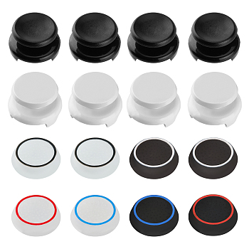16Pcs 8 Style Plastic & Silicone Joystick Cap, Thumb Grip Emhancer, for Gamepad, Game Controller, Mixed Color, 21.5x13.5mm & 20x7mm