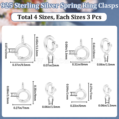 12Pcs 4 Styles 925 Sterling Silver Spring Ring Clasps(STER-BBC0005-97P)-2