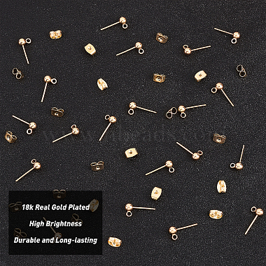 CREATCABIN 50Pcs Brass Stud Earring Findings(KK-CN0001-44)-4