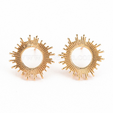 Real 18K Gold Plated Sun Brass Stud Earring Findings