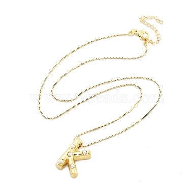 Colliers à chaîne en forme de boîte avec pendentif en forme de lettre en laiton et en plastique pour femmes(NJEW-U017-01G-11)-3