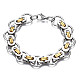Ion Plating(IP) Two Tone 201 Stainless Steel Byzantine Chain Bracelet for Men Women(BJEW-S057-90)-1