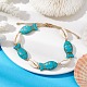 Natural Shell & Synthetic Turquoise Braided Bead Anklets(AJEW-AN00562-03)-2