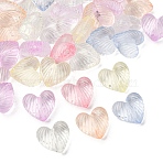 Transparent Acrylic Beads, Stripe Heart, Mixed Color, 20x21x10.5mm, Hole: 1.8mm(X-MACR-L015-08)