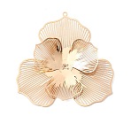 Iron Filigree Pendants,  Double Layer Flower Charm, Light Gold, 50x50x5mm, Hole: 1.2mm(IFIN-K044-01KCG)