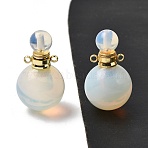 Opalite Perfume Bottle Pendants, with 304 Stainless Steel Findings, 31.5x18.5mm, Hole: 1.8mm(GG-CBA7610-02G-01)