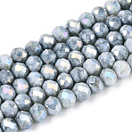 Anti-Tarnish Electroplate Rondelle Glass Beads Strands, Imitation Gemstone, AB Color Plated, Faceted, Light Grey, 4~4.5x3~3.8mm, Hole: 0.9mm, about 105~107pcs/strand, 14.76~15.16''(37.5~38.5cm)(X-EGLA-T021-4mm-17-10)