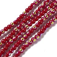 Spray Painted Glass Beads Strands, Round, FireBrick, 4~4.5mm, Hole: 1mm, about 99pcs/strand, 15.08''(38.3cm)(GLAA-E038-03A)