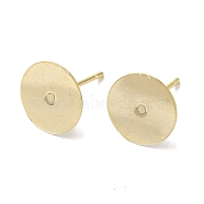 Brass Studs Earrings Finding, Lead Free & Cadmium Free, Round, Real 24K Gold Plated, 12x10mm, Pin: 1mm(KK-K383-05B-G)