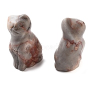 Natural Netstone Carved Figurines, for Home Office Desktop Decoration, Cat, 10.5~13x16~18x21.5~23.5mm(DJEW-L023-B08)