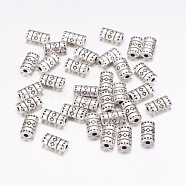 Tibetan Style Alloy Beads, Lead Free & Cadmium Free, Tube, Antique Silver, about 9mm long, 5mm wide, 3mm thick, hole: 2mm(X-LF9875Y)