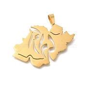 304 Stainless Steel Pendants, Laser Cut, Iran Map Charm, Real 18K Gold Plated, 25x39x1.5mm, Hole: 6x3mm(STAS-S144-06D)