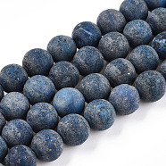 Natural American Turquoise Beads Strands, Frosted, Dyed & Heated, Round, Steel Blue, 8mm, Hole: 1mm, about 45~46pcs/strand, 15.16'(38.5cm)(G-S369-001C-A07)