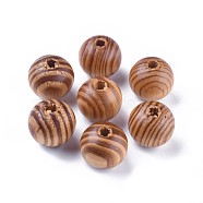 Round Natural Wood Beads, Macrame Beads Large Hole, Dyed, Lead Free, BurlyWood, 18x16mm, Hole: 4.5mm(WOOD-Q009-18mm-LF)