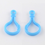 Opaque Solid Color Bulb Shaped Plastic Push Gate Snap Keychain Clasp Findings, Deep Sky Blue, 51x25x5.5mm, Hole: 6mm(KY-R006-08)