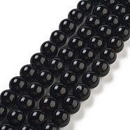 Natural Black Onyx Round Bead Strands, Dyed, 10mm, Hole: 1mm, about 38pcs/strand, 14.9 inch(X-G-R198-10mm)