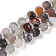 Natural Botswana Agate Beads Strands, Faceted, Rondelle, with Seed Beads, 7.5~8x6.5mm, Hole: 1.4mm, about 45~46pcs/strand, 15.75''(40cm)(G-H057-A05-01)