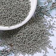 MIYUKI Round Rocailles Beads, Japanese Seed Beads, 11/0, (RR1865) Opaque Smoke Gray Luster, 2x1.3mm, Hole: 0.8mm, about 1111pcs/10g(X-SEED-G007-RR1865)