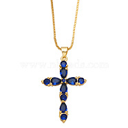 Colorful Zircon Cross Necklace Hip Hop Fashion Diamond Sweater Chain NKB266(ST5349989)