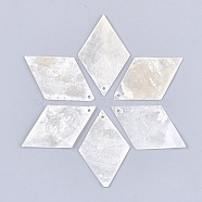 Capiz Shell Pendants, Rhombus, Creamy White, 46~50x29~30x1~1.5mm, Hole: 1.6mm(SHEL-T012-11)