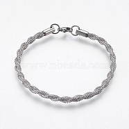 304 Stainless Steel Chain Bracelets, with Lobster Claw Clasps, Stainless Steel Color, 7 inch(17.8cm), 4.5mm(BJEW-P236-27P)